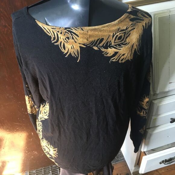 Lane Bryant gold leafy seed bead 18/20 cardigan - Picture 2 of 3